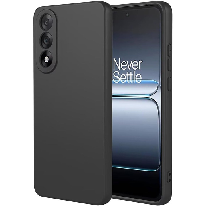Калъф за OnePlus Nord 5 Течен силикон, тънък, подплатен с микрофибър, против отпечатъци, защита на камерата, черен