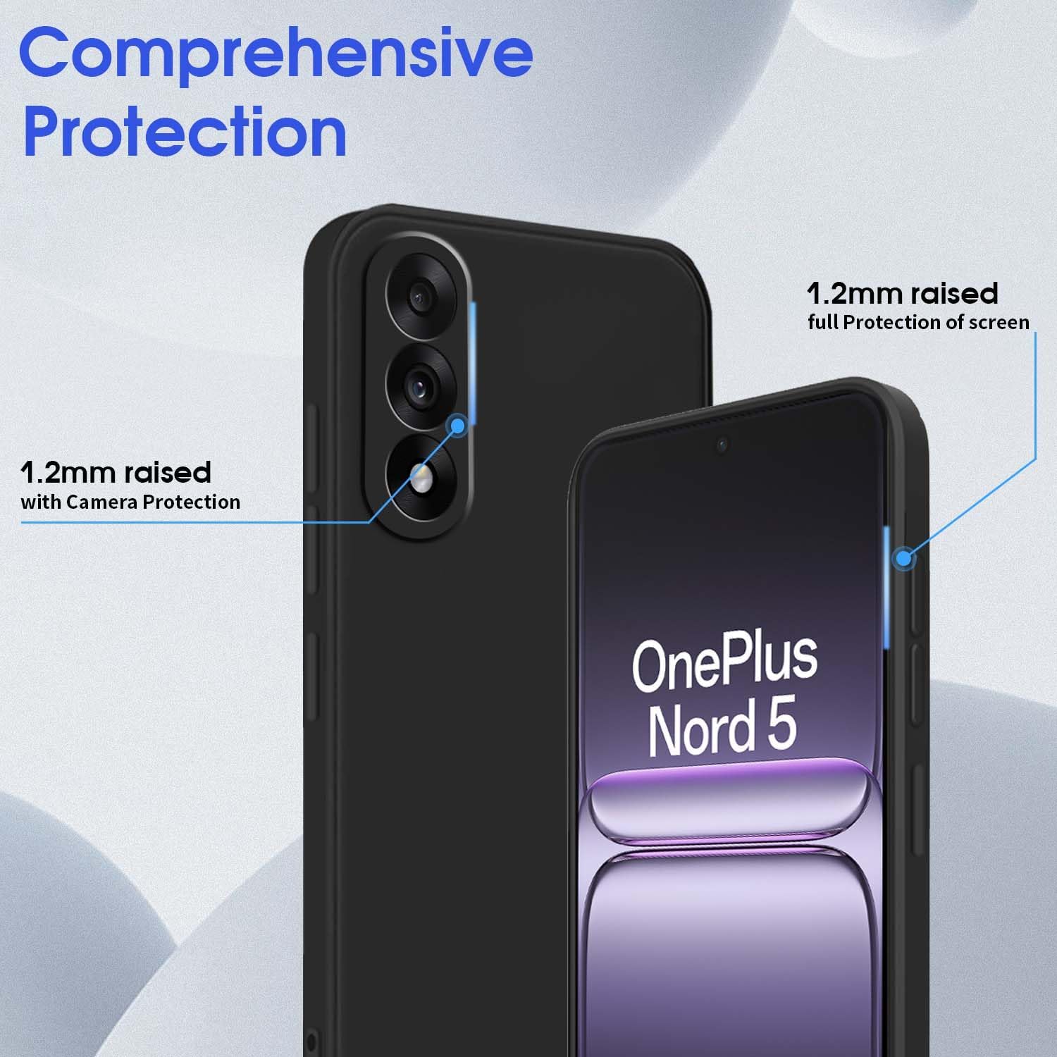 Husa pentru OnePlus Nord 5 Liquid Silicone, subtire, captusita cu microfibra, anti amprenta, protectie camera foto, negru