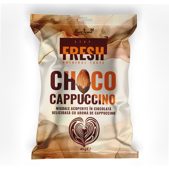 Drajeuri cu ciocolată și migdale cu aromă de cappuccino, StayFresh, 45g