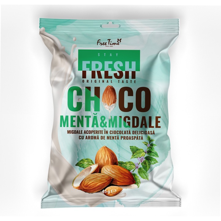 Bucățile de ciocolată cu migdale și aromă de mentă, StayFresh, 45gr