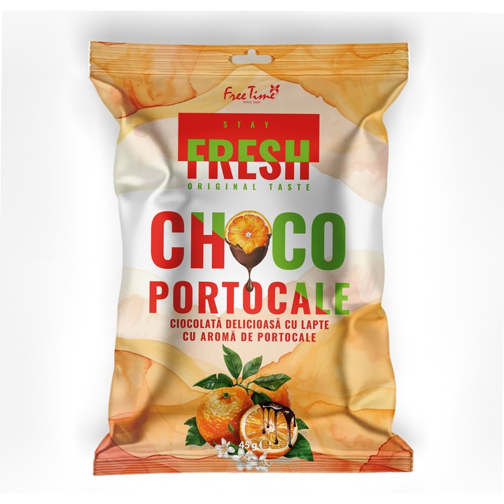 Drajeuri cu ciocolată și coajă de portocală, StayFresh, 45g