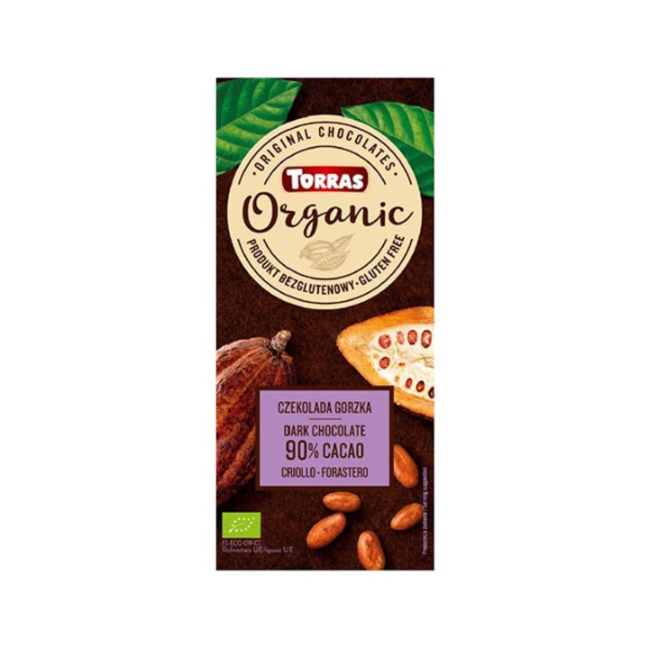 Ciocolata neagra cu 90% cacao, fara gluten, Torras