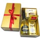 Pachet cadou festiv, CADOURI PREMIUM®, model Festive Gold, cu spumant alb Festiv Domeniile Bohotin, cafea Bianchi, praline Ferrero si trufe de ciocolata