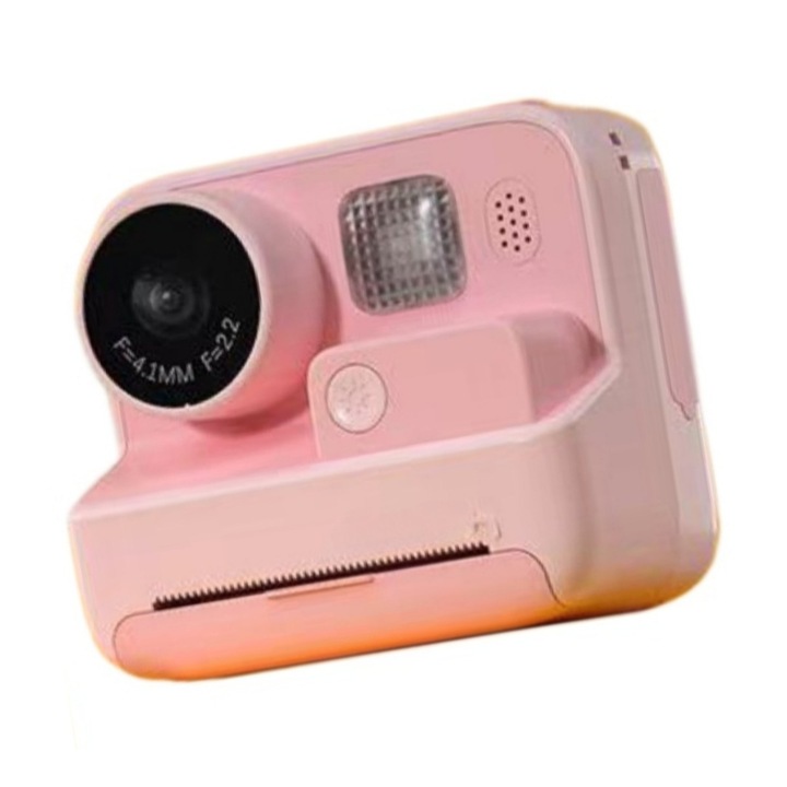 Детски дигитален фотоапарат, функция за печат, 48 MP, Full HD, резолюция 1080p, селфи камера, 2.0 инчов екран, светкавица, 1400 mAh, 32GB SD карта включена, розов, компактен и преносим, мощен и издръжлив