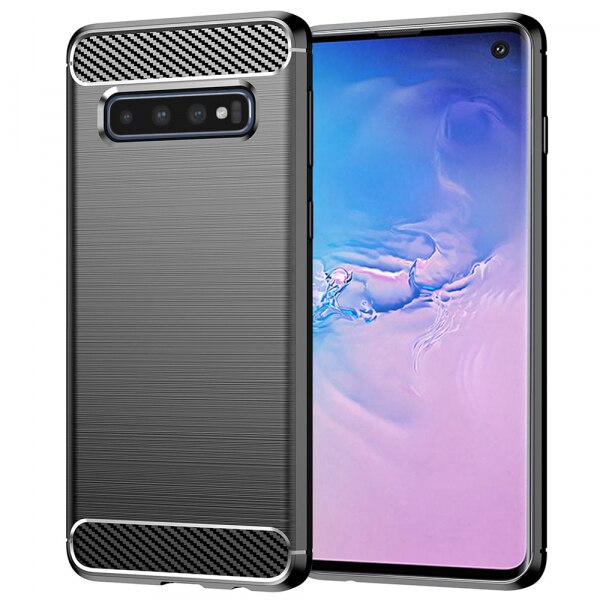 Husa pentru Samsung Galaxy S10 - Techsuit Carbon Silicone - Black