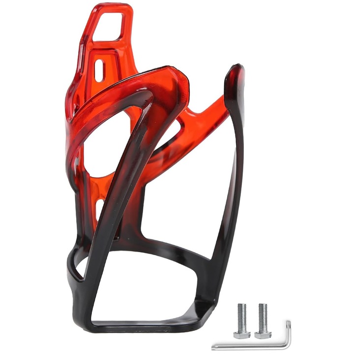 Стойка за бутилка вода за велосипед, ZGGZERG, с 2 крепежни винта M5 и 1 ключ, водоустойчива, лесна за инсталиране, за електрически скутер, велосипед, количка, пластмаса, 7.4*13.1см, червена