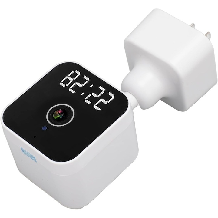 Kémkamera óra típusú, LED kijelzővel, full HD 1080P, 360°-os forgatás, 3 MP, videó, kétirányú hang, éjjellátó, mozgásérzékelés, fehér, wifi, Intelligens, otthonvédelem, HD infravörös, intelligens érzékelés