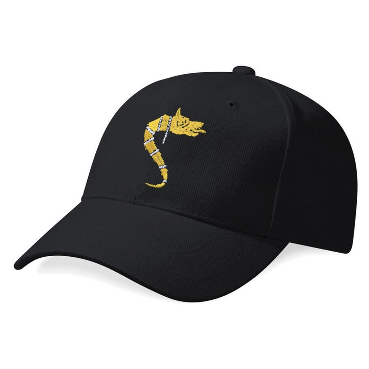 Sapca Lupul Dacic, broderie galbena, culoare neagra, CA111