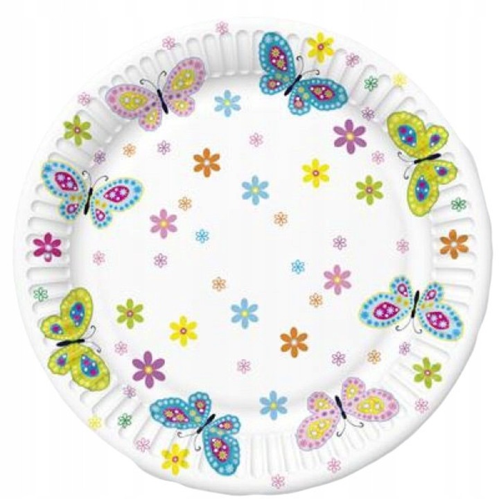 Farfurii de hartie POL-MAK, fluturi, set 8 buc, 23 cm