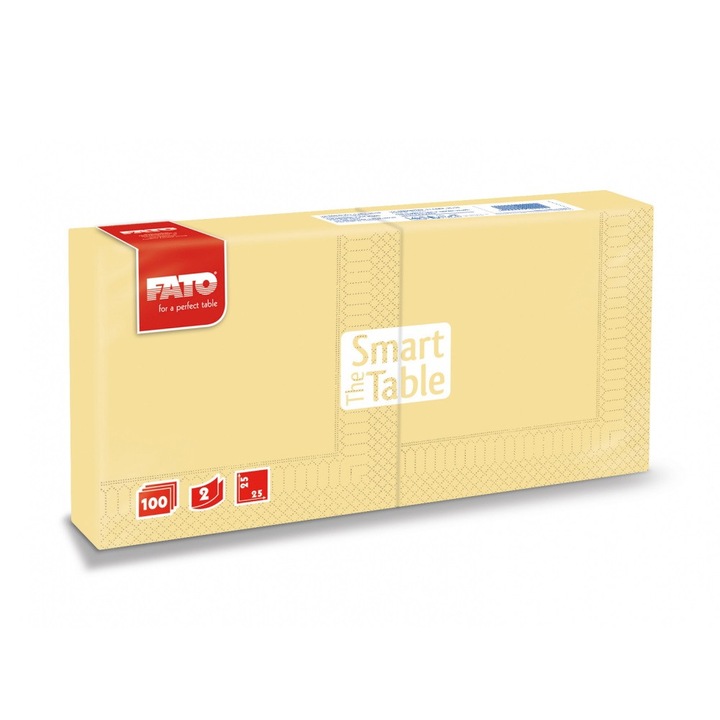 Șervețel cocktail 2 straturi 24 x 24 cm 100 coli/pachet Fato șampanie_82541003