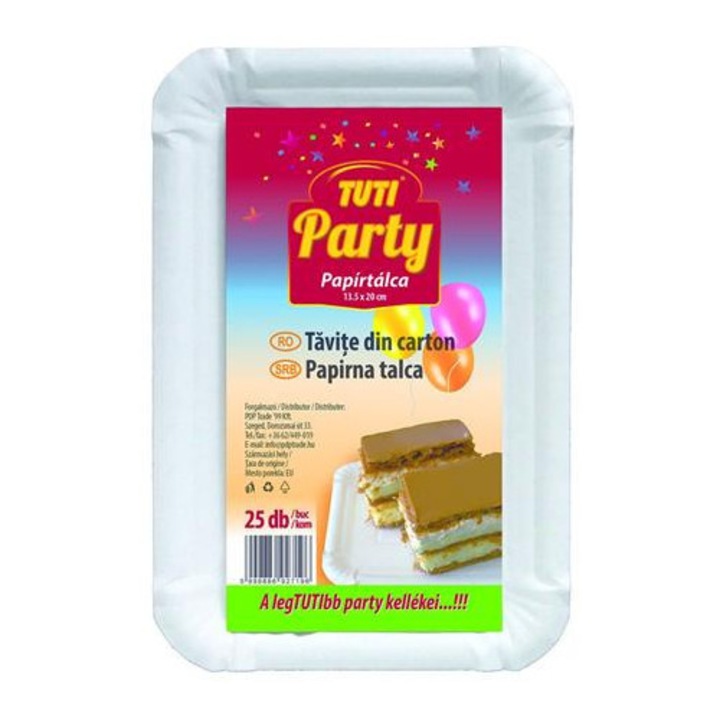 Tavă de hârtie, 13,5 x 20 cm, 25 buc, TUTI "Party"