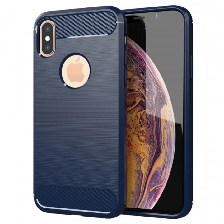 Husa pentru Apple iPhone XS Max, Carbon, Albastra