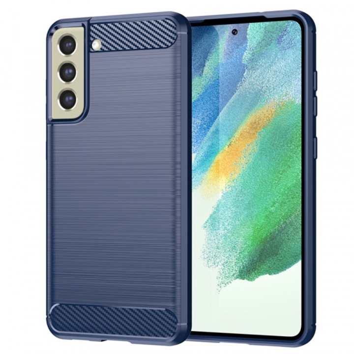 Husa pentru Samsung Galaxy S21 FE 5G G990, Carbon, Albastra