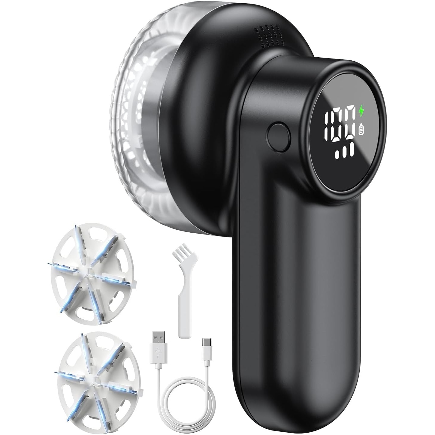 Aparat de Scame Oricean®, 3 viteze, cablu de incarcare Type-C inclus, perie de curatare, lama de rezerva, Negru