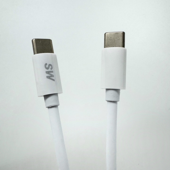 Gyors adat- és töltőkábel USB Type-C Type-C, 20W PD, 3.1A, Gyors töltés, 1m, Fehér