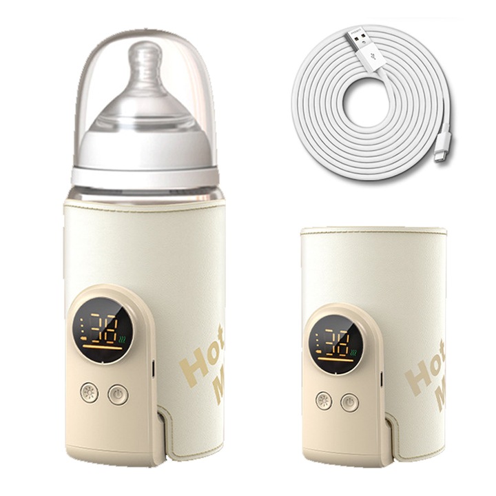 Incalzitor portabil pentru sticle IDAMAKON Incalzitoare si termosuri bebe 8000mAh Control Termostat Automat 6 Trepte BPA Fara Compatibil cu Majoritatea Biberoanelor Ideal pentru Calatorii Uz Casnic si Exterior Alb