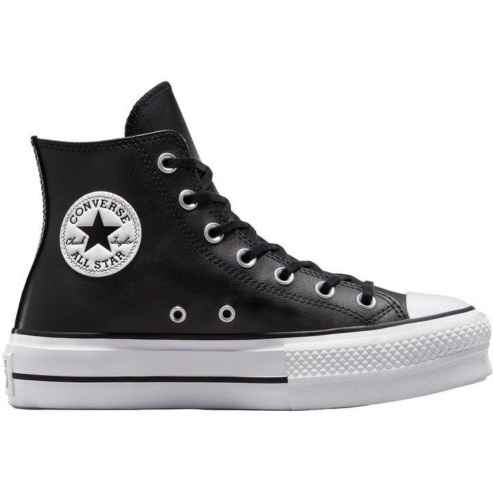 Pantofi sport femei cu platforma Converse Chuck Taylor All Star Lift Leather High Top 561675C19286, Negru
