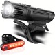Set Far si Stop Bicicleta Huerler® Lightly Pro, 4 Moduri Lumina, LED CREE Ultra Bright, Unghi Larg, 4000 mAh, Reincarcabil, Din Aluminiu, Negru