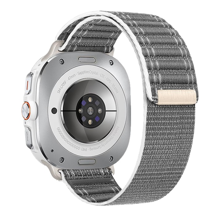 Curea din tesatura de nailon compatibila cu Samsung Galaxy Watch Ultra 47 mm (2024)/Galaxy Watch Ultra 2025, CloudCradle, curea Wave Sport pentru Samsung Watch Ultra 47 mm, curea moale tesuta pentru Galaxy Watch Ultra, pentru barbati si femei, Gri