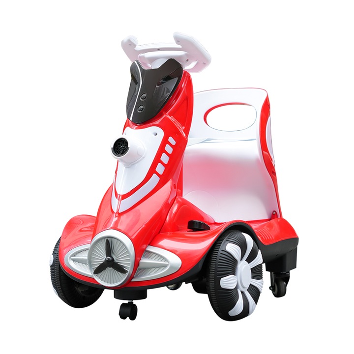 Електрически скутер за деца 3-6 години NEXTLY, 6V 4Ah, вграден уред за балончета и високоговорител с музика, максимално тегло 30 кг, 3.5-5.5 км/ч, включено дистанционно управление, червен