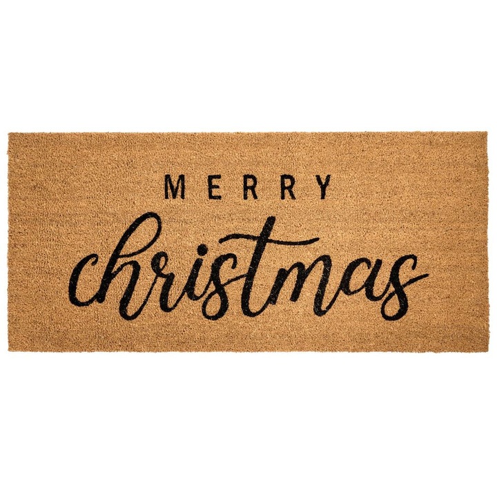 Lábtörlő Tikub Természetes 55 x 120 cm Karácsonyi minta Kókuszrost