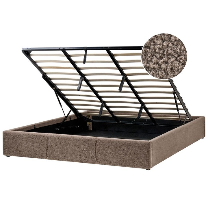 Ágyneműtartós ágy fejtámla nélkül Buklé Dinan 180 x 200 cm Tópszín