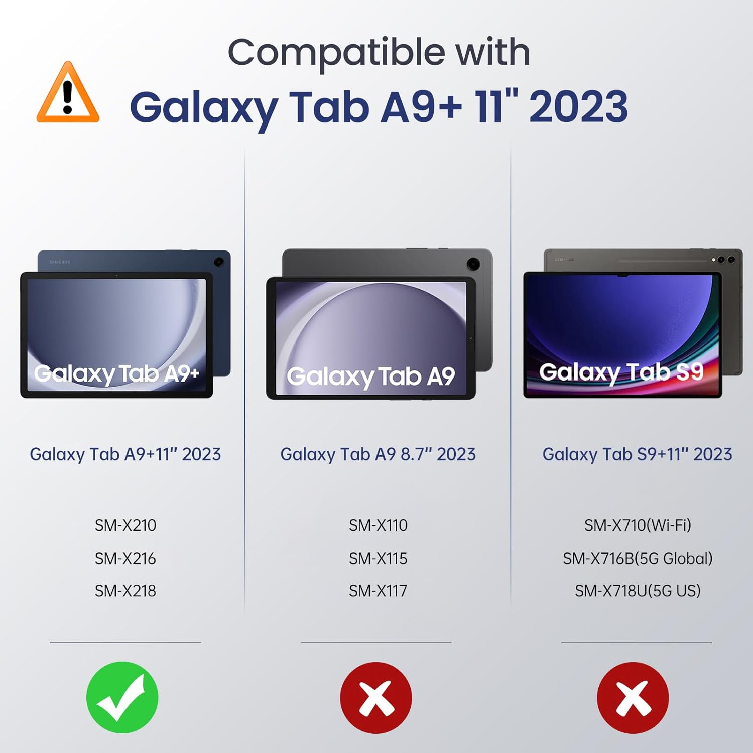 Husa DUOCUOLA pentru Galaxy Tab A9 Plus 11 inch 2023, husa protectoare subtire cu suport, spate translucid din PC rigid, compatibila cu modelele SM-X210, X216, X218, auto wake sleep, negru