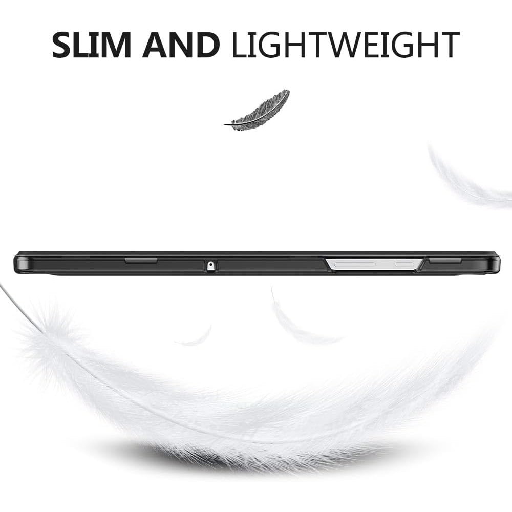 Husa DUOCUOLA pentru Galaxy Tab A9 Plus 11 inch 2023, husa protectoare subtire cu suport, spate translucid din PC rigid, compatibila cu modelele SM-X210, X216, X218, auto wake sleep, negru