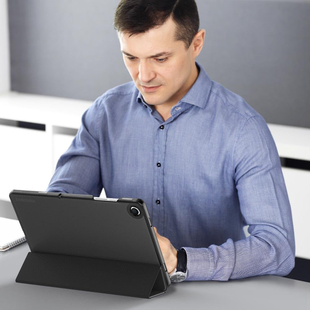 Husa DUOCUOLA pentru Galaxy Tab A9 Plus 11 inch 2023, husa protectoare subtire cu suport, spate translucid din PC rigid, compatibila cu modelele SM-X210, X216, X218, auto wake sleep, negru