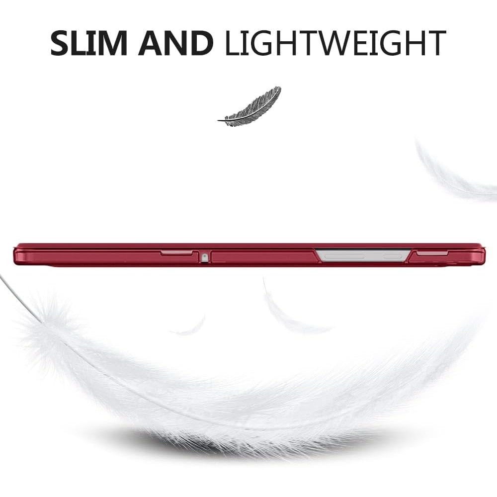 Husa DUOCUOLA pentru Galaxy Tab A9 Plus 11 inch 2023, husa protectoare subtire cu suport, spate translucid din PC rigid, compatibila cu modelele SM-X210, X216, X218, auto wake sleep, rosu vin