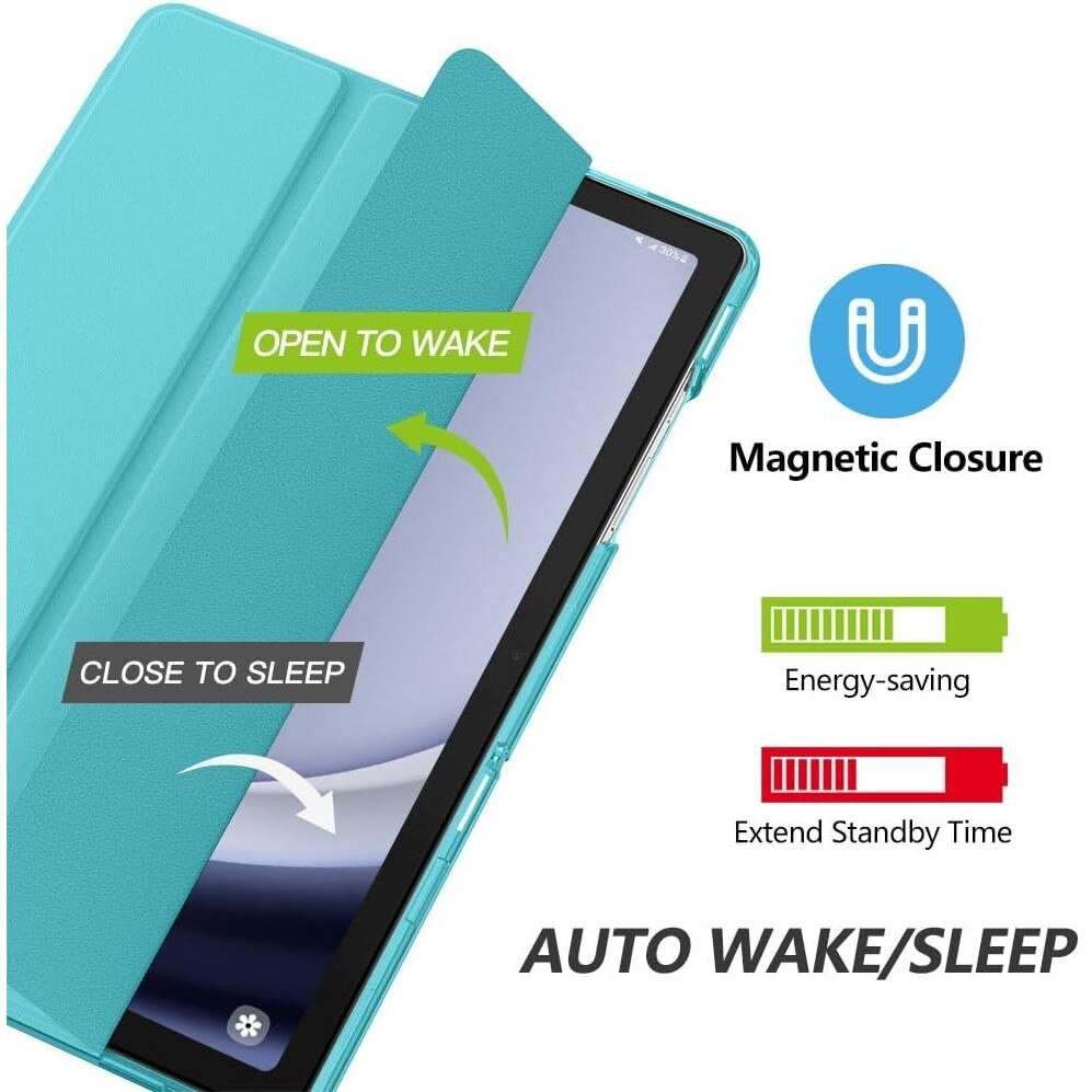 Husa DUOCUOLA pentru Galaxy Tab A9 Plus 11 inch 2023, husa protectoare subtire cu suport, spate translucid din PC rigid, compatibila cu modelele SM-X210, X216, X218, auto wake sleep, azuriu