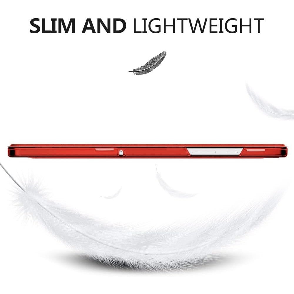 Husa DUOCUOLA pentru Galaxy Tab A9 Plus 11 inch 2023, husa protectoare subtire cu suport, spate translucid din PC rigid, compatibila cu modelele SM-X210, X216, X218, auto wake sleep, rosu