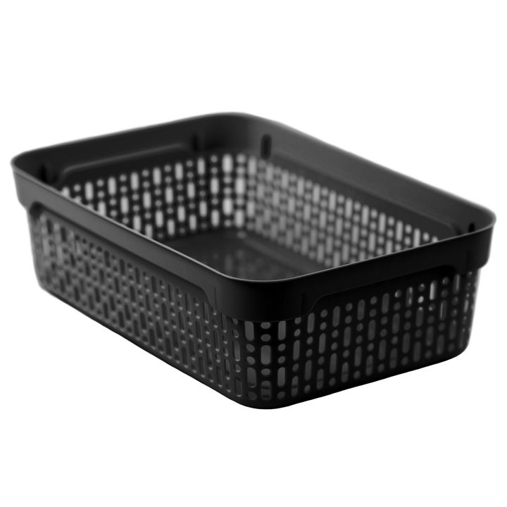 Cos Din Plastic, Edanti, Pentru Baie Vanity Box, Container, Negru, S