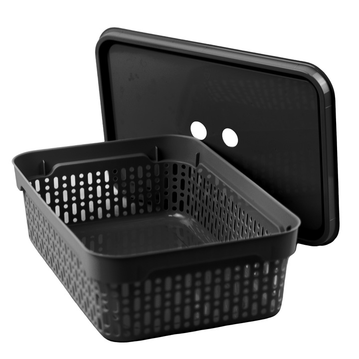 Tároló Doboz, Edanti, A Fürdőszobába, Csecsebecsékhez, Műanyag, Fekete, M