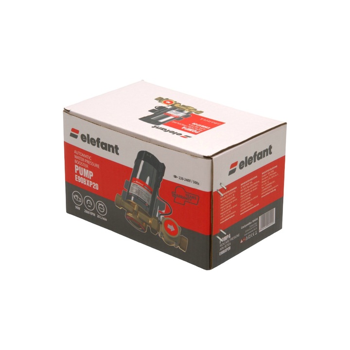 Hálózati víznyomás-emelő szivattyú E90BXP20, 90 W, ELEFANT, 2860 ford/perc, 20 L/perc