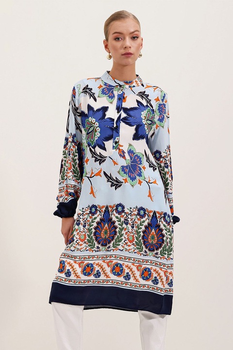 Рокля HiCCUP, Тъмносиня бродирана миди, Морскосин