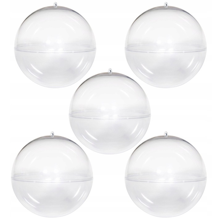 Globuri de Craciun, ALIGA, set 5 bucati, 12cm, transparente, decorative