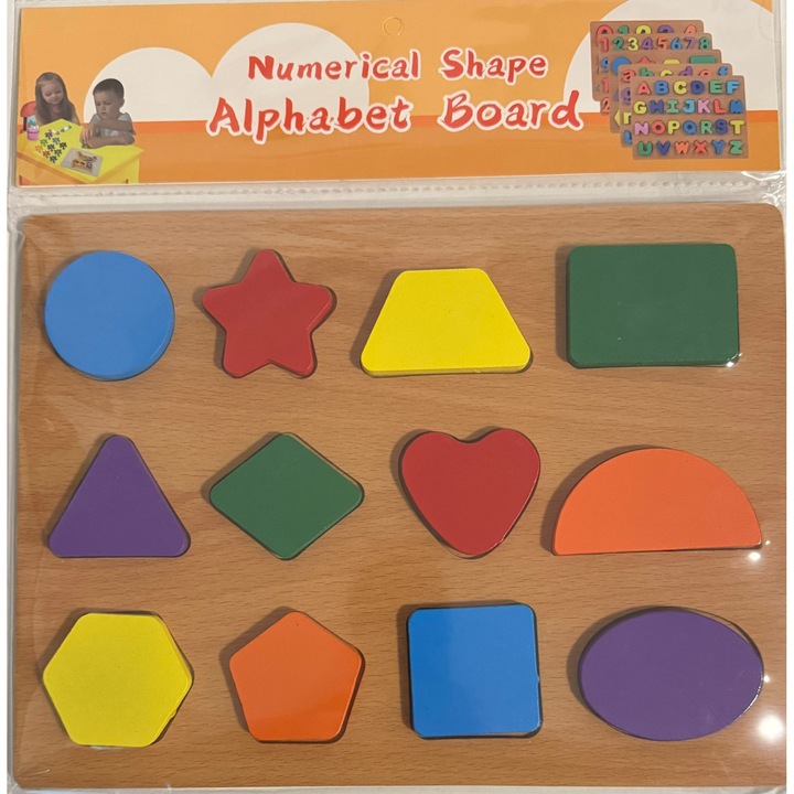 Tabla Educationala din Lemn, Cifre, Simboluri Si Forme Geometrice Forme Geometrice