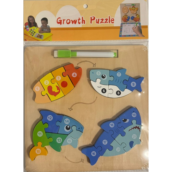 Set Educational 2 In 1, Puzzle, Evolutia Pestelui, 2 In 1, Joaca, Invata Si Creeaza
