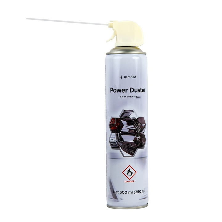 Spray cu aer comprimat Gembird Power Duster, 600 ml, jet de aer pentru curatarea echipamentelor electronice