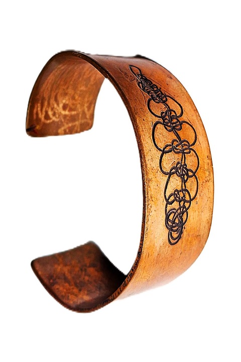 Bratara gravata manual in cupru bijuterie de autor, cupru, Rosietic, 20 cm