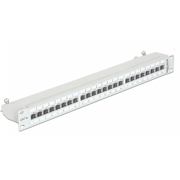 Patch Panel 19" 24 Porturi Cat.6A FTP Gri, Delock 43319