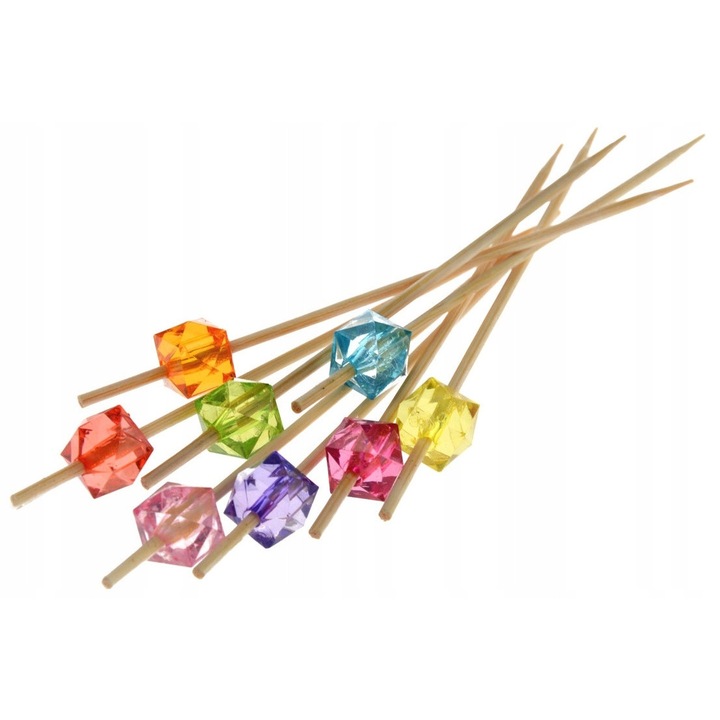 Комплект 24 дървени шишчета с кристали, ARPEX, 12см, за предястия и напитки