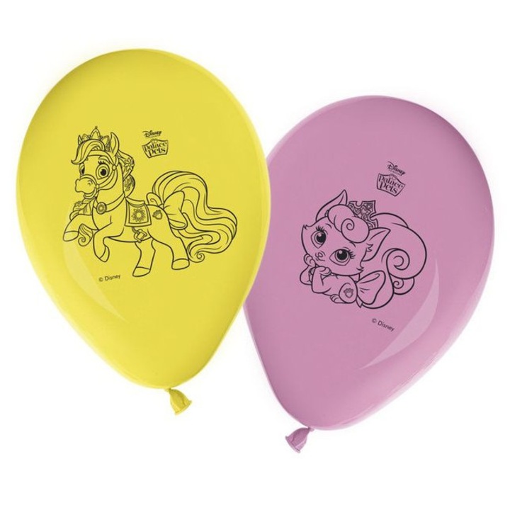 Hercegnők és Palotai Kedvencek lufi, 8 db-os készlet, 28 cm