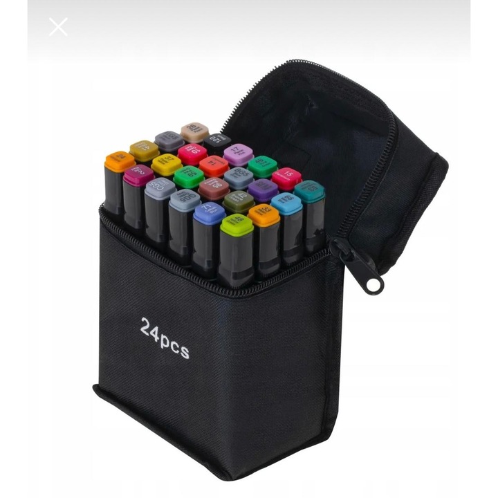 Комплект Професионални Маркери Touch, 24 Ярки Цвята В Текстилен Калъф