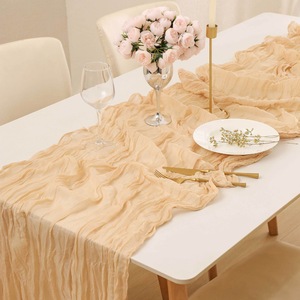 Fata de masa tip runner pentru mese festive, Axroad Mall, Boho, Rustic, Dreptunghiular, Pentru nunti, Poliester, 90*180cm, Bej