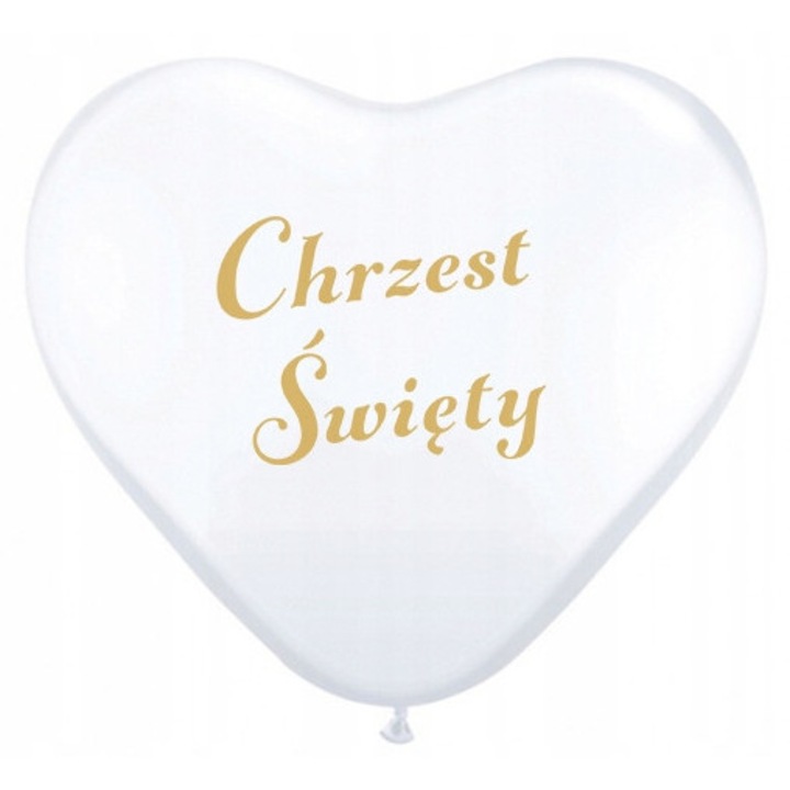 Балони във формата на сърце, PartyPro, бял със златен принт, 16 инча, комплект 1 бр.