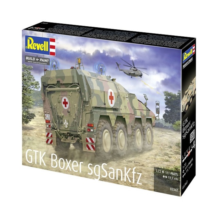Katonai makett GTK Boxer sgSanKfz, 1:72 méretarány (4. szint) 111 alkatrésszel