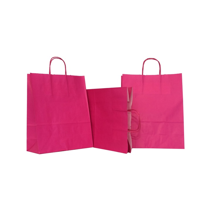 Punga cadou hartie, MSG, 25x11x32 cm, ROZ/RODAMINE, set 10 bucati