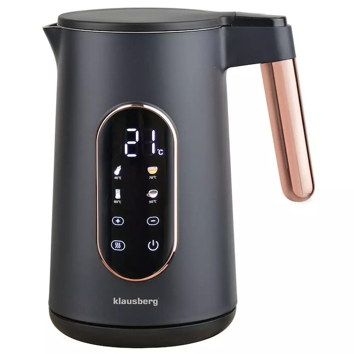 Fierbator PRIMO 1.7L 2200W cu functie de mentinere a caldurii, 4 niveluri de temperatura, inox, Cool touch